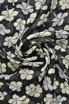 Chiffon - Hawai Flowers Black/Grey