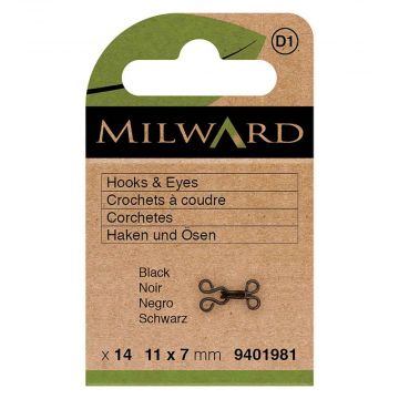 Milward - Haken und Ösen - 11x7mm - Schwarz