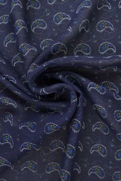 Chiffon - Cute Paisley on Dark Blue