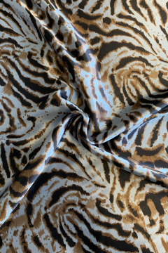 Satin - Brown Tiger Stripes on Silver