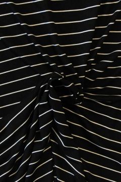 Viskose Jersey - Tiny White Stripes on Black