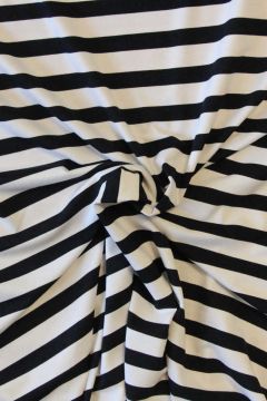 Viskose Jersey - Black and White Sailor Stripes