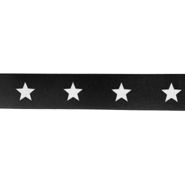 Gummiband 40mm - Star - Black/White
