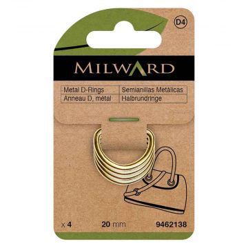 Milward - D-Ringe 20mm - Gold - 4 Stück