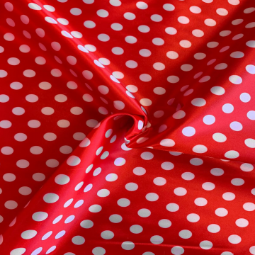 Satin - White Dots on Red