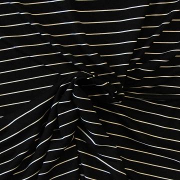 Viskose Jersey - Tiny White Stripes on Black