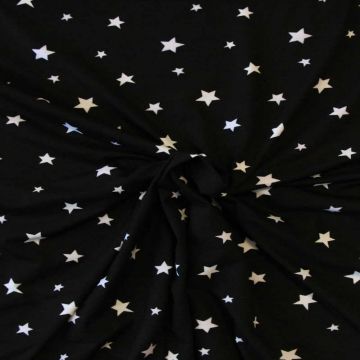 Viskose Jersey - White Stars on Black