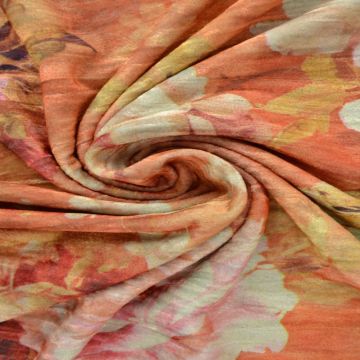 Velvet Stretch - Big Roses on Warm Orange